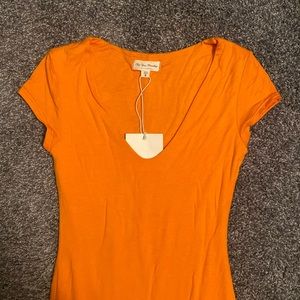 Long fitted short sleeve orange dress